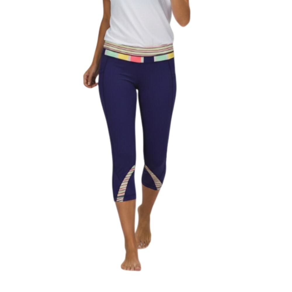 LULULEMON Seawheeze Marathon Collection Crop Leggings Sz 8 Blue Run Yoga Outdoor
